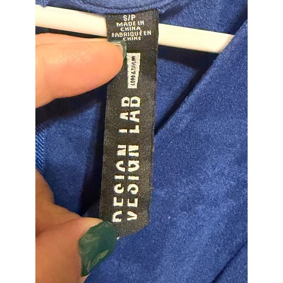 Lord & Taylor Design Lab Blue Faux Suede V-Neck Minin Dress Women's Size Small - Picture 8 of 9